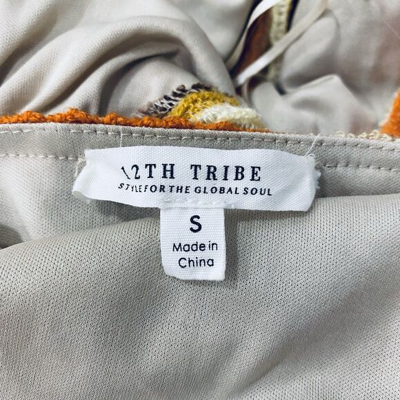 12TH TRIBE S Free Bird Mini Cut Out Dress Crochet Bodycon Stretch Hippie 70s - Picture 11 of 16